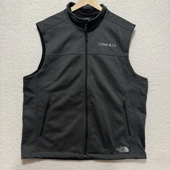 The North‎ Face Mens Sz XL Gray Puffer Vest Full Zip Pockets Corp Logo