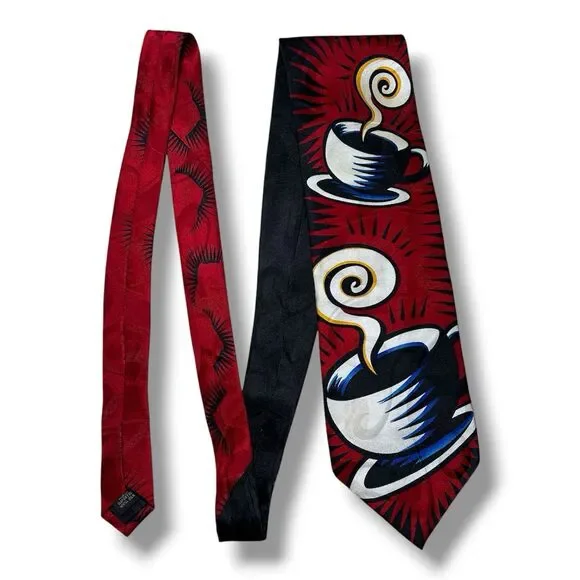 Hot Coffee Tie 58” X 3” Red Design Necktie