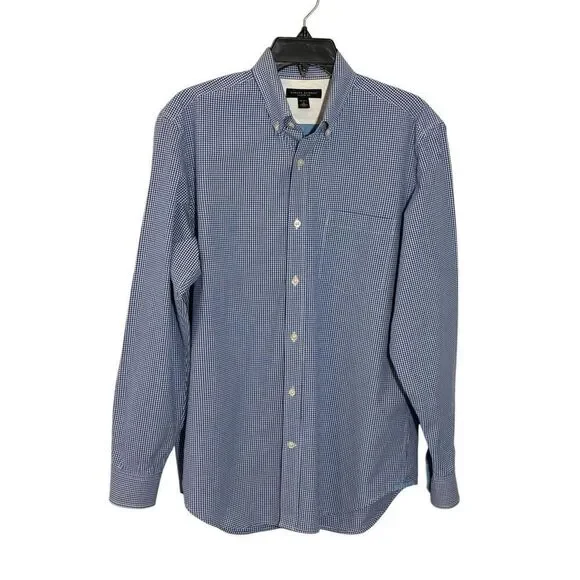 Banana Republic blue and white checked Classic Fit dress shirt - M