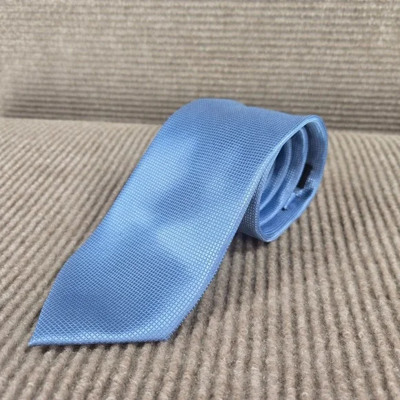 Haggar Mens Blue Micro Check Textured Handmade Necktie