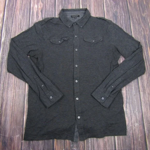 Banana Republic Shirt‎ Mens 2XLT Gray Geometric Long Sleeve Button Up Jersey