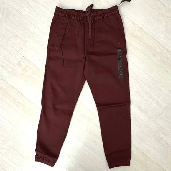 Banana Republic Travel‎ Jogger Mens S Burgundy Tapered Mid Rise Pant Casual Prep