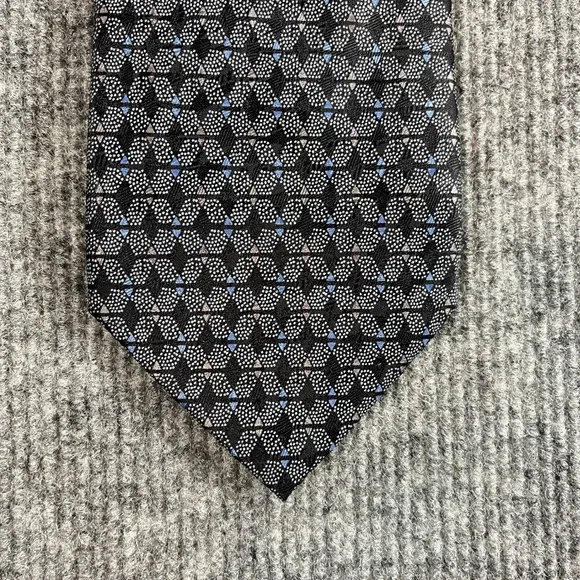 Cocktail Colors Mens Silk Necktie Black Blue Geometric Dotted Hand Made 4 x 59.5