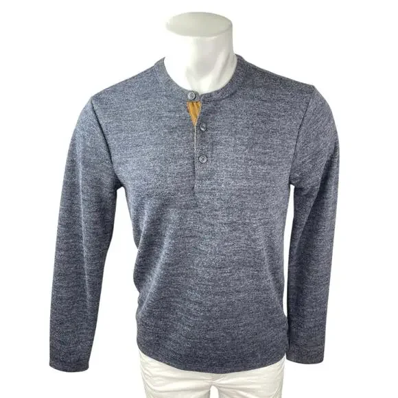 NEW Banana Republic Men's Gray Long Sleeve Casual Henley T Shirt Tee Top Size S