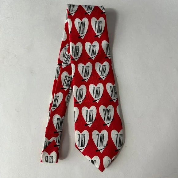 Ties In Disguise Mens Red White Heart Flirt Novelty Necktie Valentines Day Love