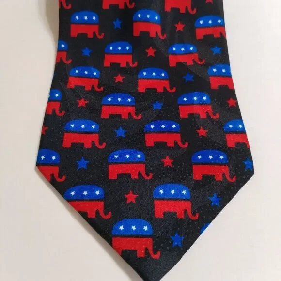 Political Neck Tie Conservative Elephant GOP Republican Party Blue Red 1…‎