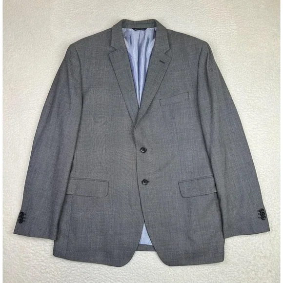 Banana Republic Mens 44R Gray Geometric‎ Wool Tailored Fit 2 Button Suit Jacket