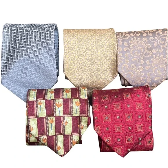 Carrot‎ & Gibbs Silk Tie Lot 5 Milano's Clothier Geometric Paisley Floral