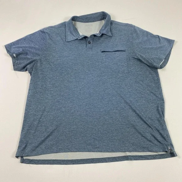 BKE Athletic Polo Shirt Mens 2XL Blue Heather Performance Golf Zip Chest‎ Pocket