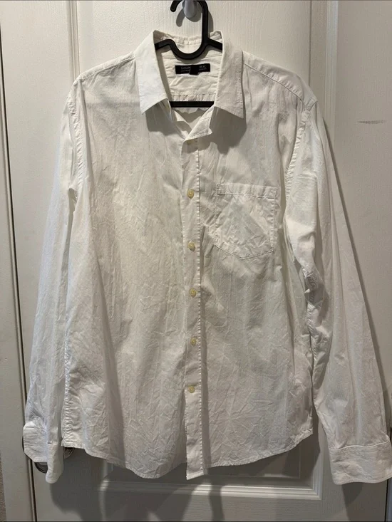 EUC Banana Republic White Men's Long-Sleeve Dress Shirt