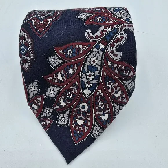 Gino Pompeii SILK Necktie Tie 55 x 4 red blue, Vintage Menswear