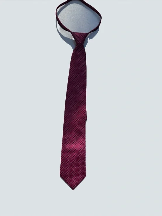 Mens Burgundy Geometric Silk Tie -