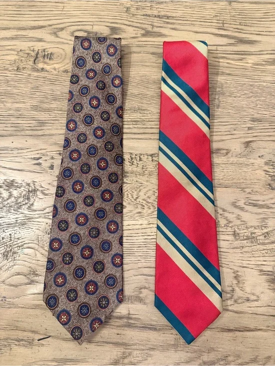 Vintage Jos. A. Bank Red and Blue Striped Silk Tie