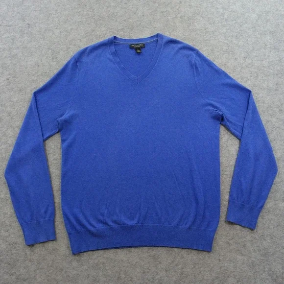 Banana Republic Sweater Mens Large Blue V Neck Lightweight Silk Cashmere Blend