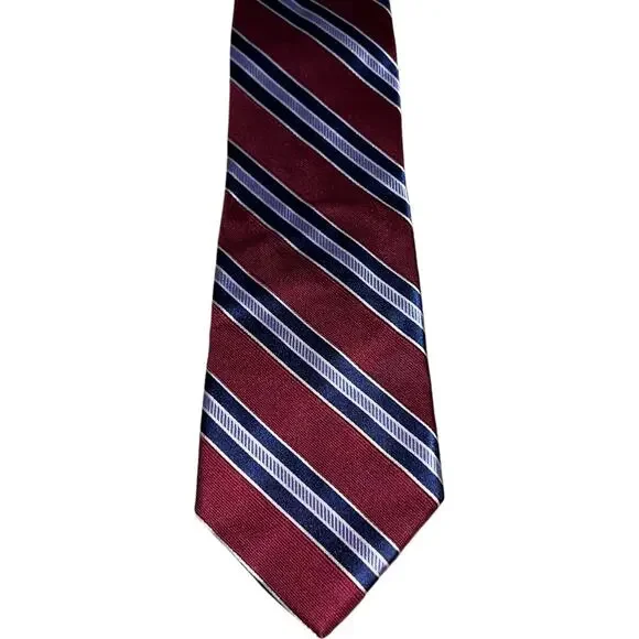 Nautica 100% Silk Striped Self Pointed Career Neck Tie Blue Red Men's 58