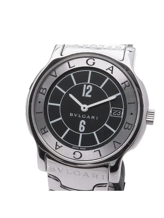 Bvlgari Solotempo Black Stainless Steel Watch Quartz