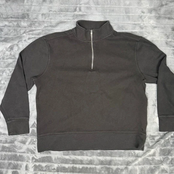 Banana Republic Mens XL Black Quarter Zip Pullover Cotton Blend Sweatshirt 6575