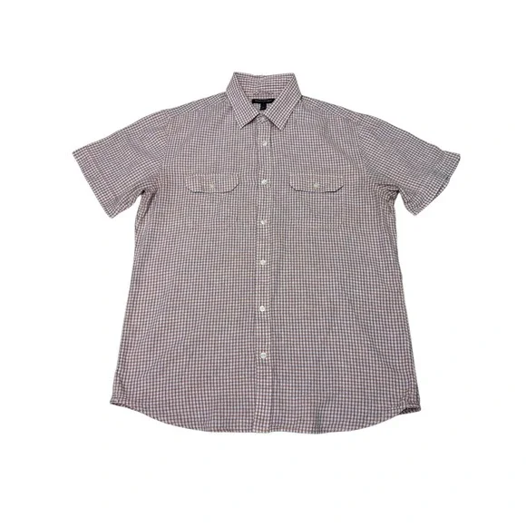 Banana Republic Mens Large Plaid Short Sleeve‎ Button Up Casual Shirt