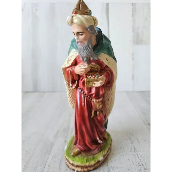 Vintage Italian‎ chalkware wiseman nativity village Italy Xmas statue religious