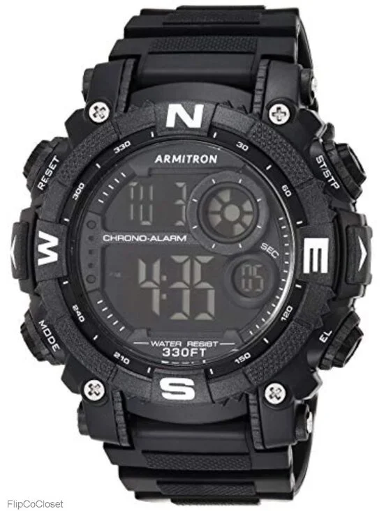 Digital Chronograph Resin Strap Watch with Backlight, Alarm