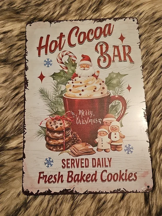 Merry Christmas Hot Cocoa Bar Sign in Red and Cream