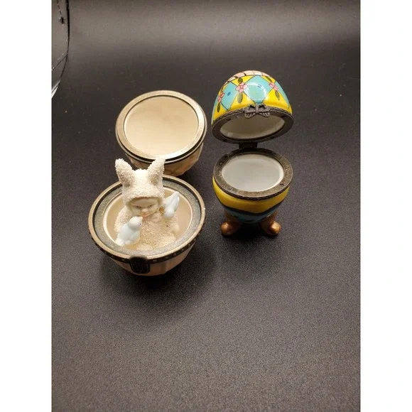 Dept. 56 Snowbunnies True Blue Friends Hinged Box Egg Shaped 3