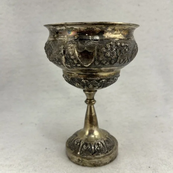 Antique Tibetan Tibet Buddhist Silverplate Yak Butter Lamp Cup , 5.5x3.5