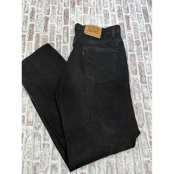 Vintage Levis 505 Orange Tab Black Jeans Made USA Mens 38x30 Straight Leg 1997