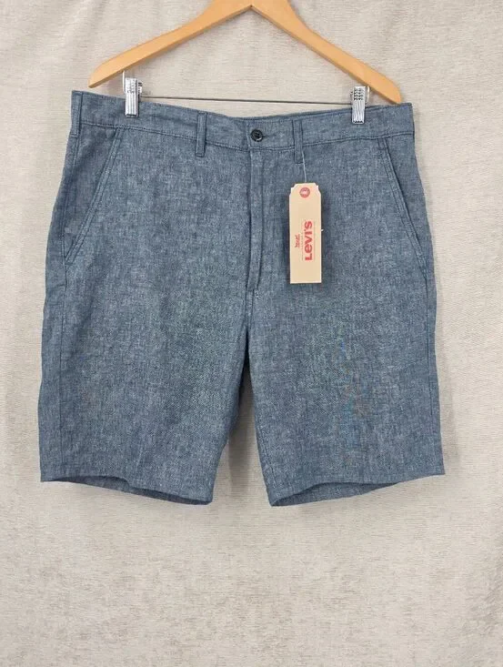 Levi's Linen Cotton Straight Chino Short Men's Chambray Shorts in Blue NWT
