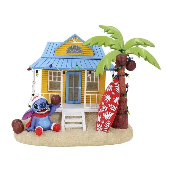 St Nicholas Square Christmas Village Stitch Beach House Light Up Surf Disney NEW