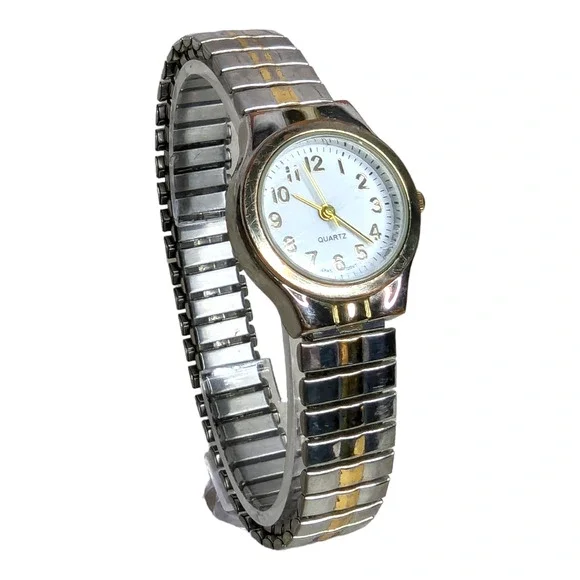Accutime Watch Corp‎ Unisex 2 Tone Metal Expansion Band Wrist Watch