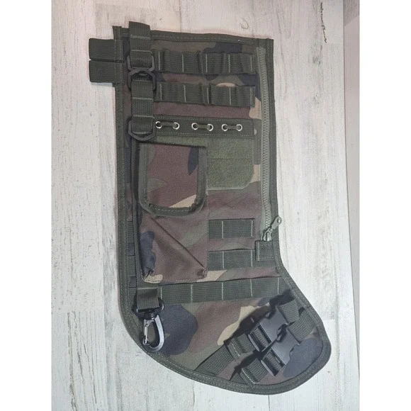 Tactical Christmas Stocking Woodland Camo MOLLE Military Style Utility‎ Bag