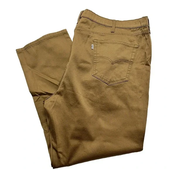 Levi's 541 Athletic Taper Pants Mens 50x32 Brown Khaki Chino Twill WaterLess