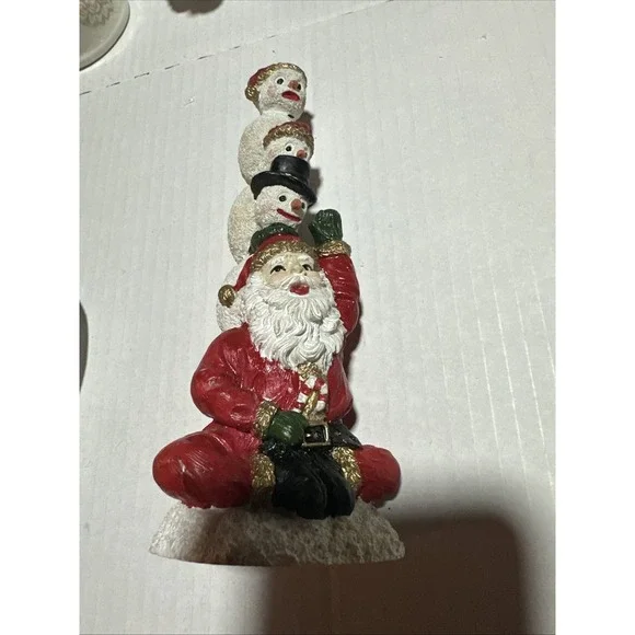 Holiday Expressions Snowman Hand Painted Stacking Figurine 3 Snowmen 7