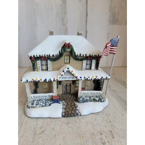 Hawthorne Village Post office Vintage Village accessory Xmas American flag