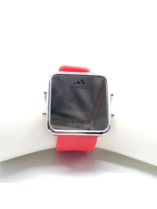 Vintage Adidas LED Digital Watch With Red Silicone Strap Stainless Steel C699