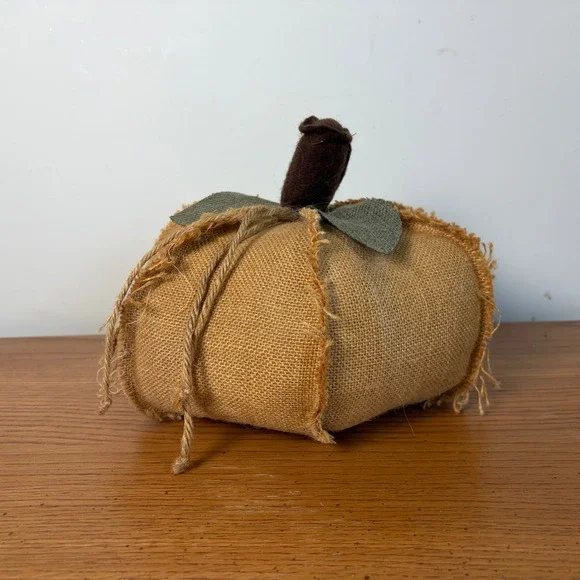 Rustic Burlap Pumpkin Autumn Harvest Tabletop Decor Tan Brown
