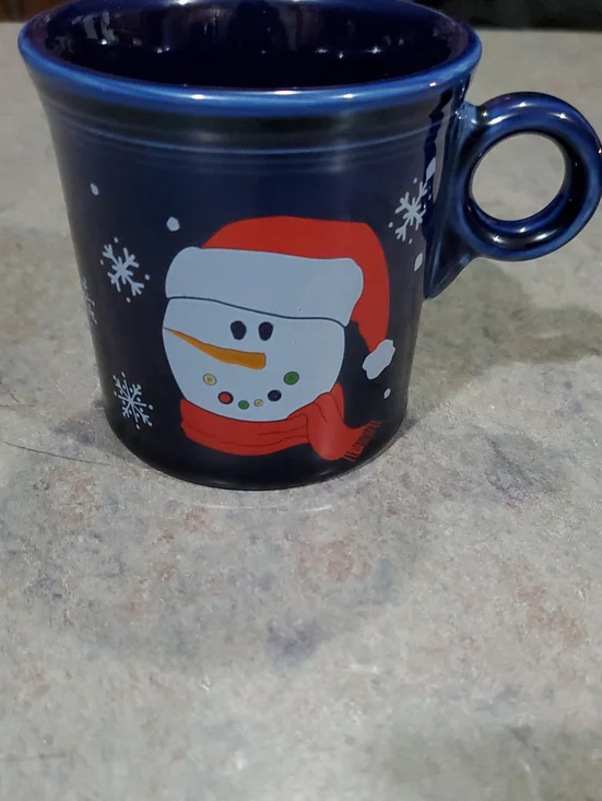 Fiesta Holiday Button Snowman Ceramic Mug - Blue