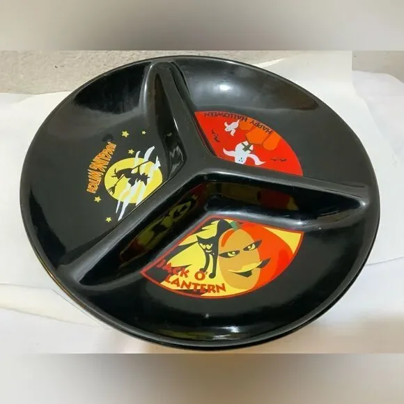 Vintage Target Black Ceramic Divided Halloween Serving Platter