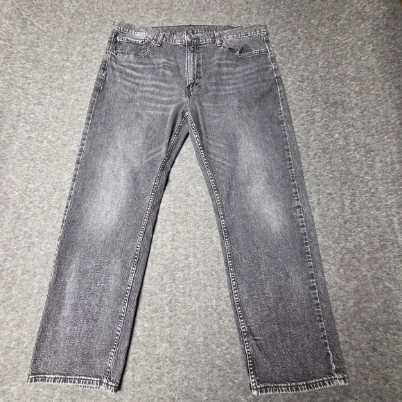 Levis 559 Jeans Mens W40 L30 Relaxed Straight Mid Rise Black Wash Faded Denim