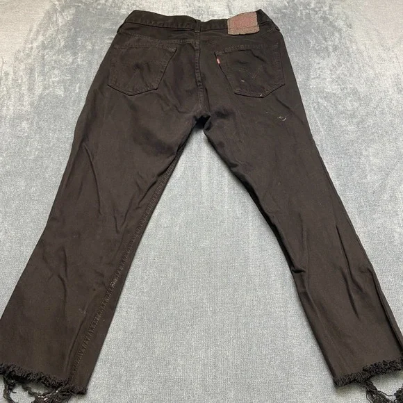 Levi's Jeans Mens 34x34 Black Denim Dark Wash Frayed Hem Streetwear Button Fly