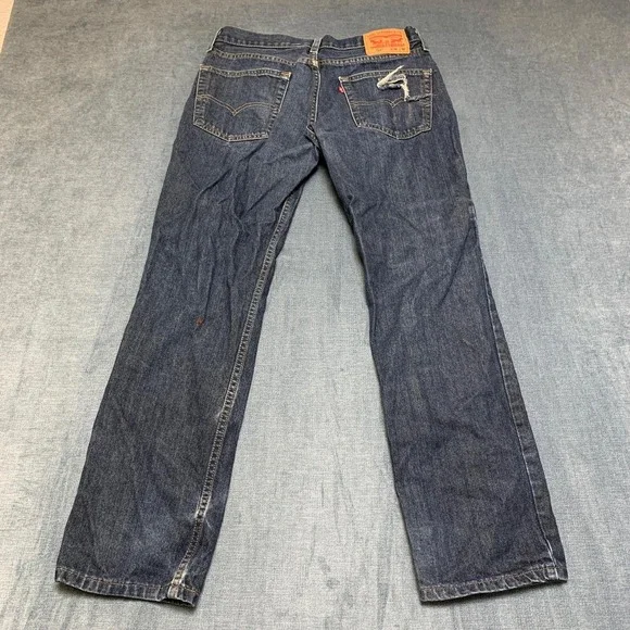 Levi's 514 Jeans Mens 30x30 Blue Denim Distressed Dark Wash Straight Fit Cozy