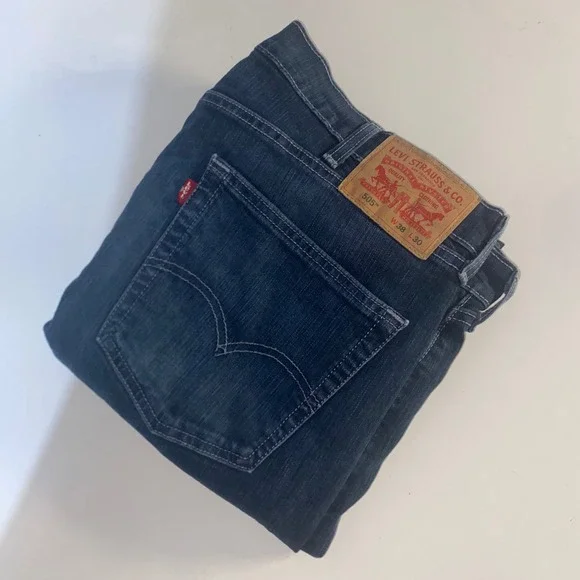 Levis 505 Regular Fit Straight Leg Jeans Mens 38x30 Dark Wash Blue Waterless
