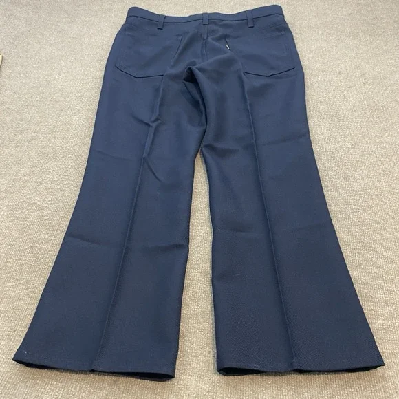 Vintage 70s Levis 517 Saddleman Boot‎ Cut Slacks Mens 35x27 Blue Dress Pants USA