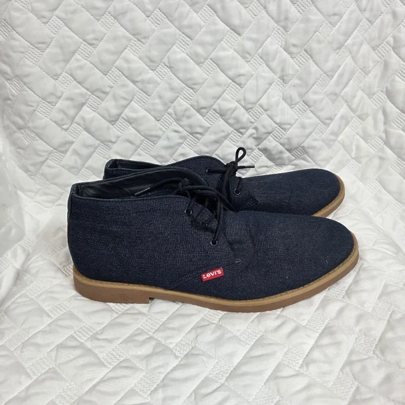 Levi's Strauss & Co Blue Denim Fabric Chukka Lace Up Boots Shoes Size Men's 12