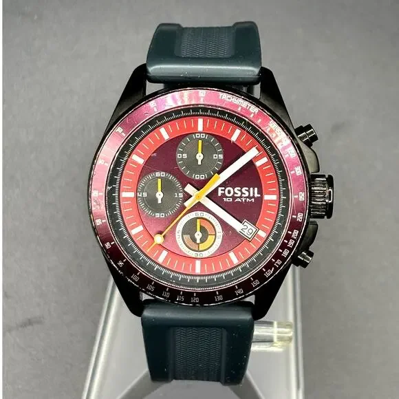 Fossil Decker CH2876 Chronograph Red Dial Silicone Men’s Watch 43mm