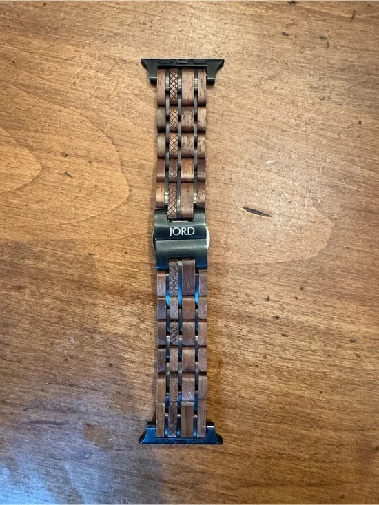 Jord wood and stainless steel adjustable Apple Watch band 44mm.