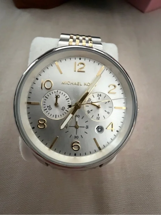 Michael Kors Silver and Gold-Tone Men's Chronograph Bracelet Watch