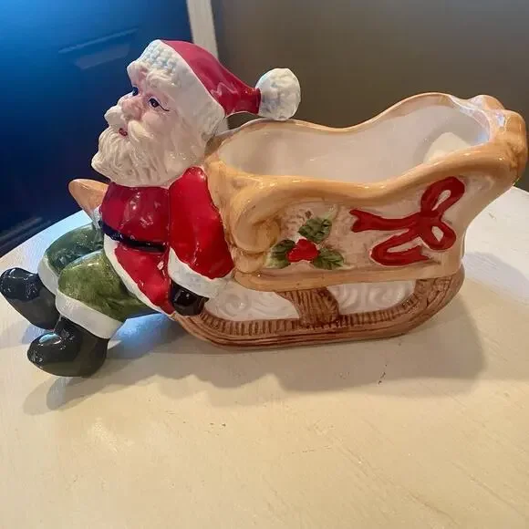 Ceramic Santa with Sleigh Hand Painted‎