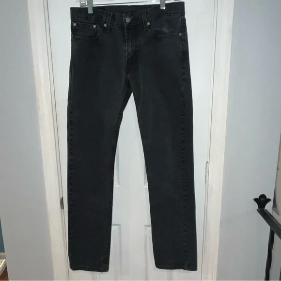 Men's Levi's 511 Black Premium Denim Straight Slim Jeans Black Tag Size 31x32